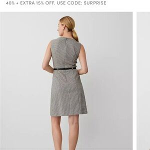 Ann Taylor houndstooth pleat front sheath dress